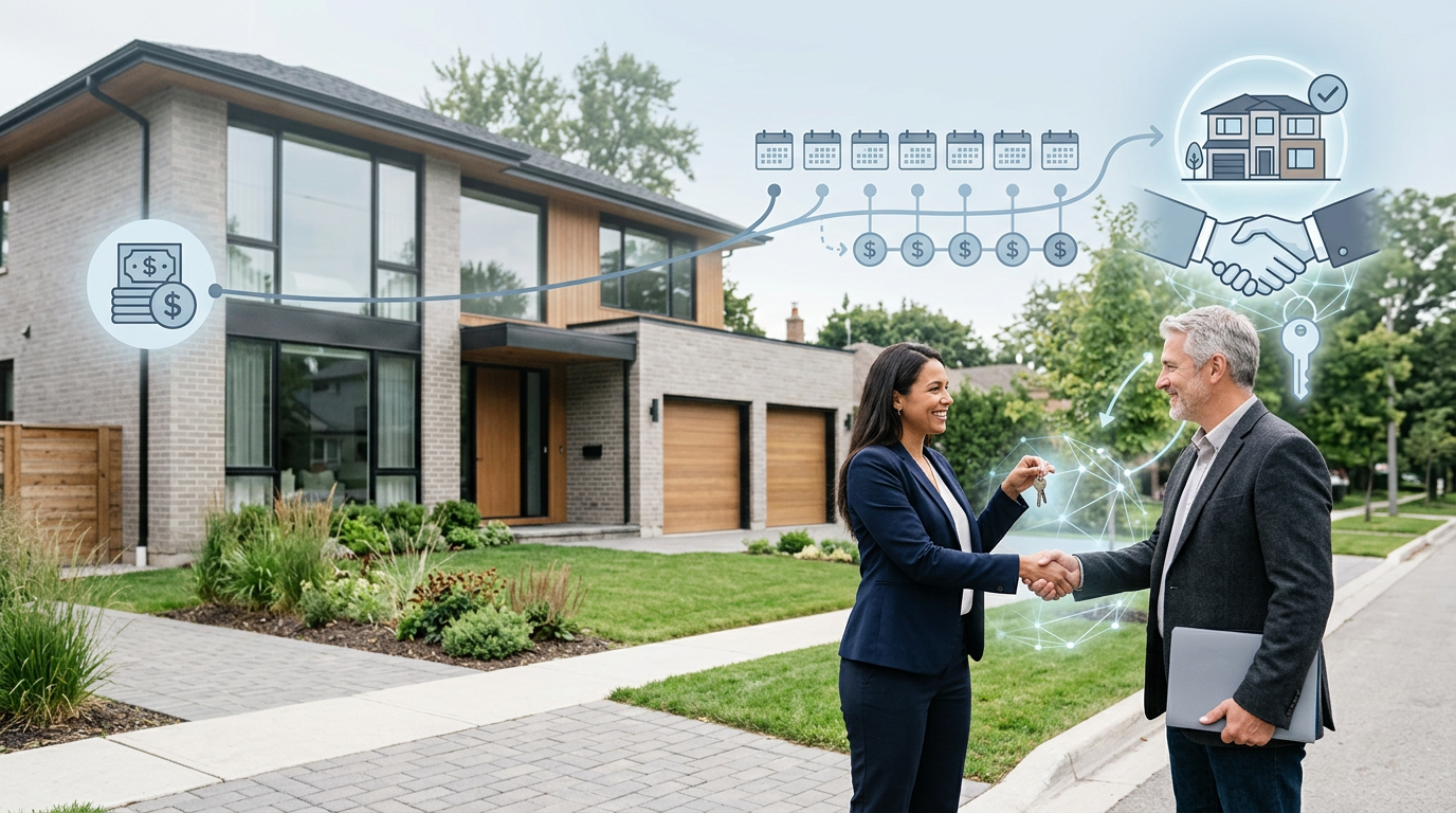 Illustration of a home sale with owner financing concepts